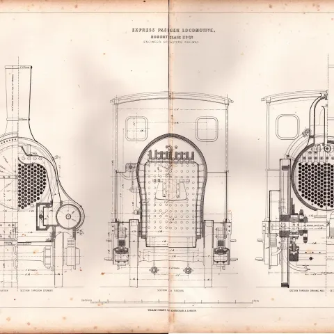 Express Passenger Locomotive Great Eastern Railway Antique Scarce Diagram-50.