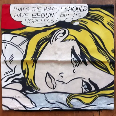Roy Lichtenstein (Attributed) ‘Hopeless’ TATE Print Cushion Cover Signed (#0266)