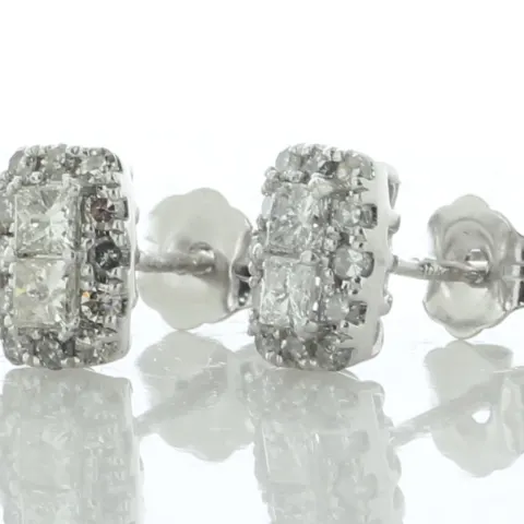 9ct White Gold Fancy Cluster Diamond Stud Earring 0.40 Carats