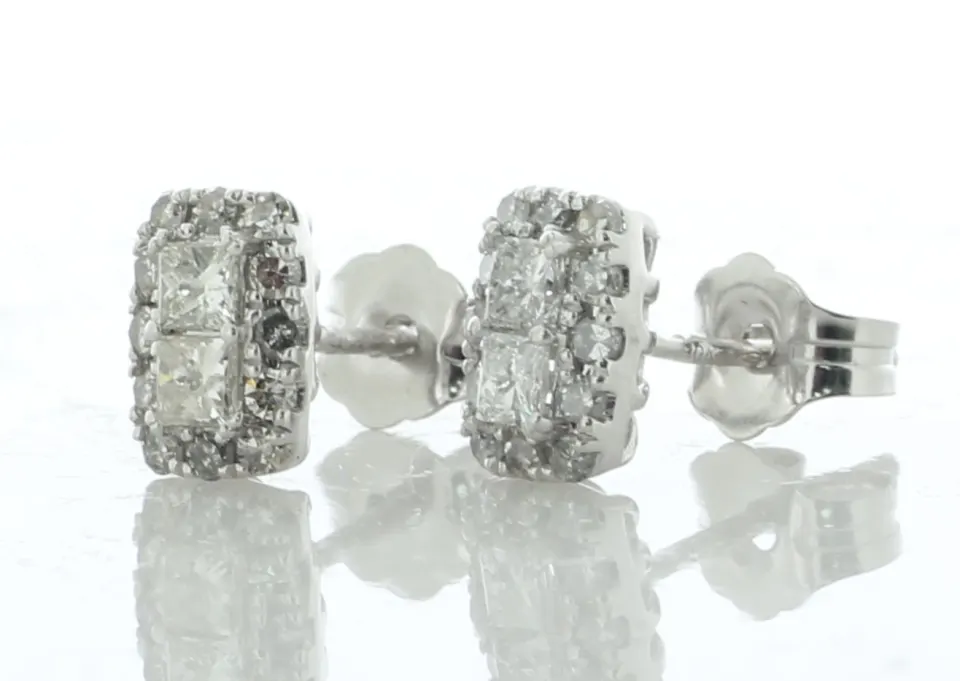 9ct White Gold Fancy Cluster Diamond Stud Earring 0.40 Carats