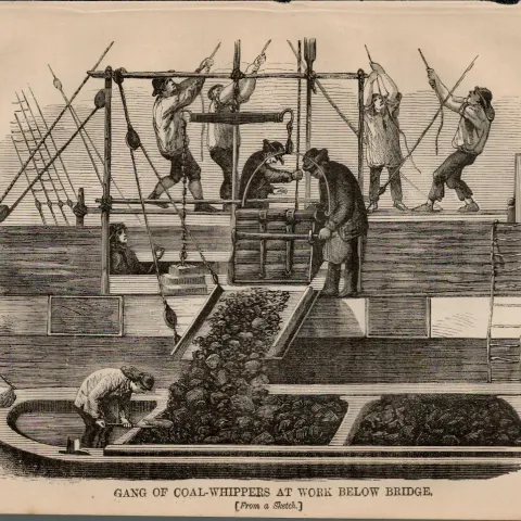 London Gang Coal Whippers Victorian 1864 Henry Mayhew Print.