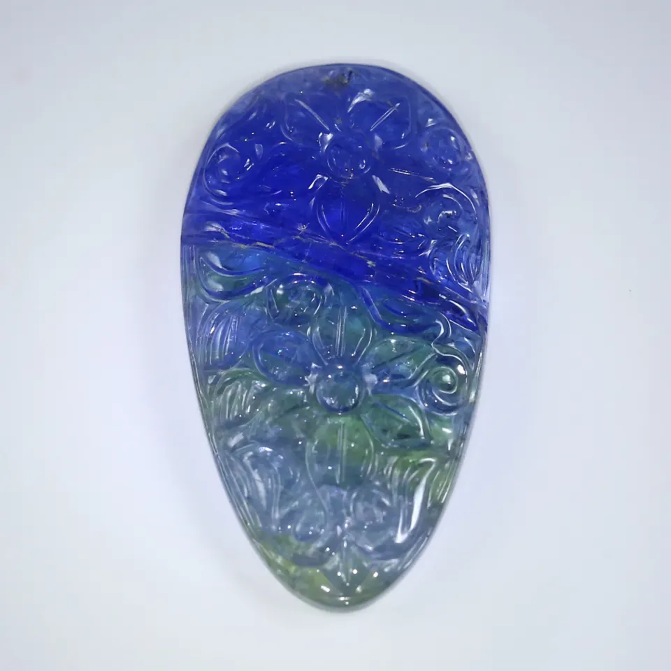 IGI Certified 30.54 ct. Bi-Color Carved Zoisite/Tanzanite - TANZANIA