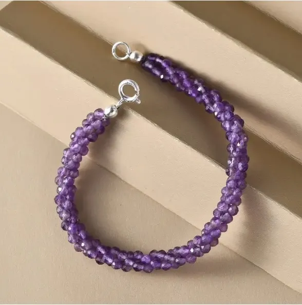 NEW!! Amethyst Bracelet With Spring Ring Clasp in Sterling Silver