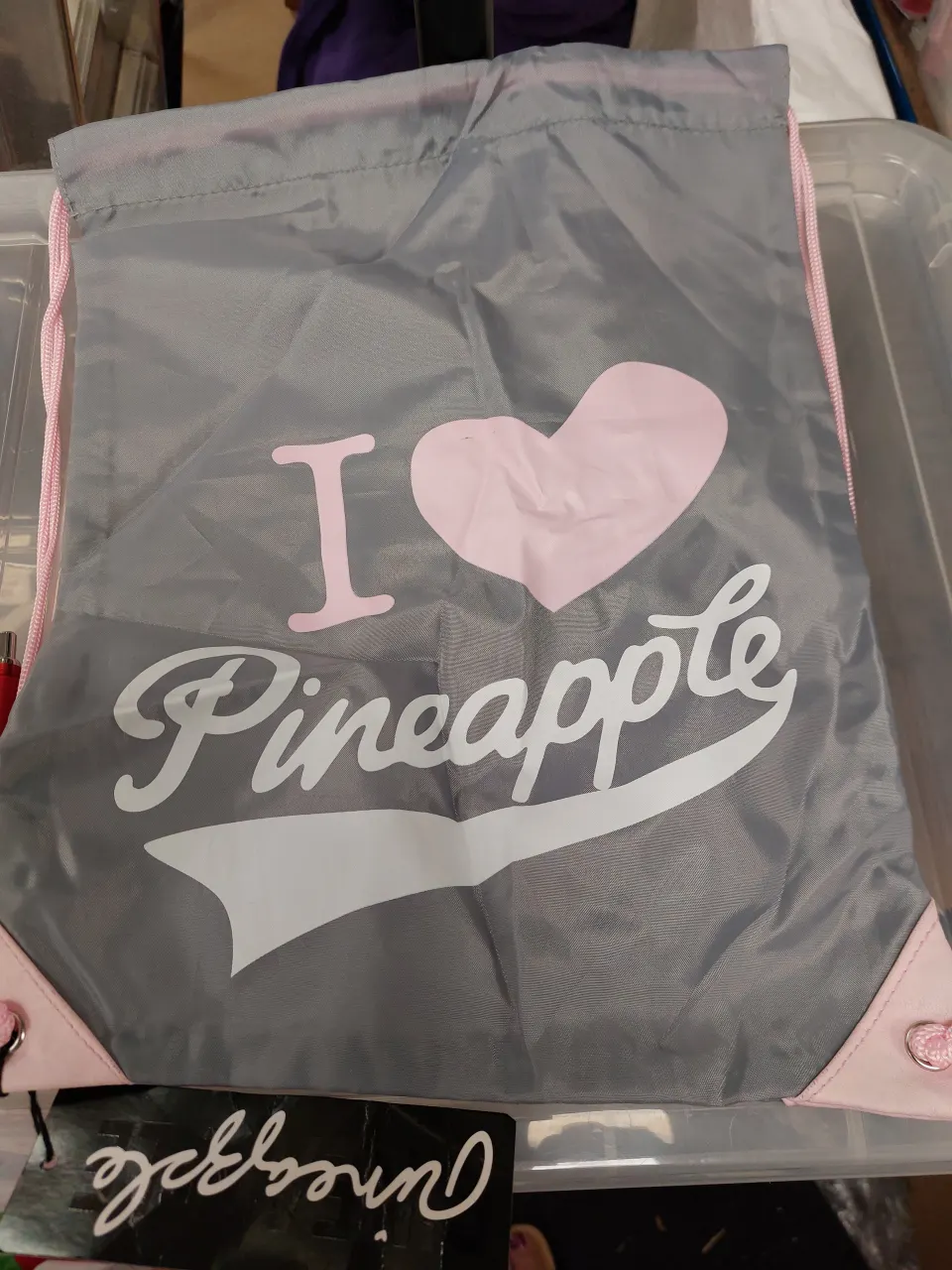 Pink and grey shoe bag
