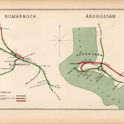 Kilmarnock & Ardrossan Scotland Antique Railway Junction Diagram-117.