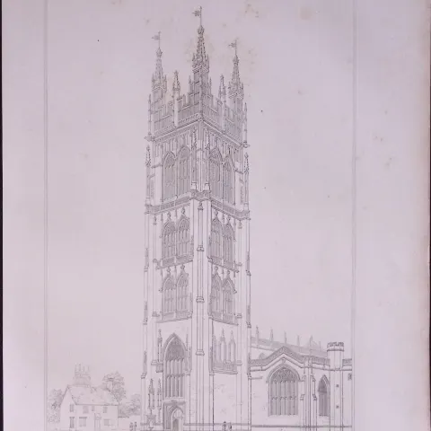 Mary Magdalen Church Taunton 190 Years-Old John Britton Antique Steel Engraving-22