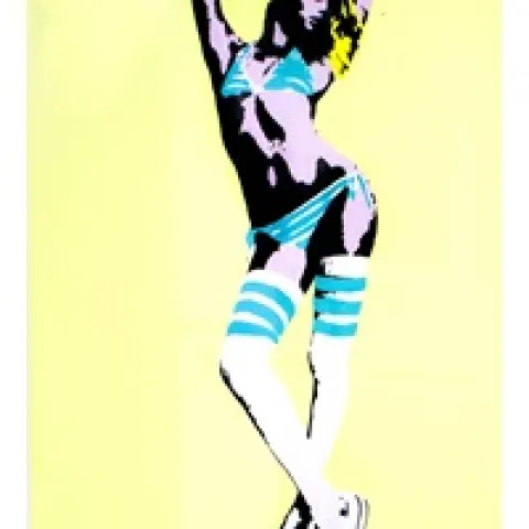 Bambi (b 1990-) ‘I'M TOO HOT FOR MY BURKA’ YELLOW EDITION Graf Spray Stencil Art with COA, 2013
