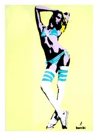 Bambi (b 1990-) ‘I'M TOO HOT FOR MY BURKA’ YELLOW EDITION Graf Spray Stencil Art with COA, 2013