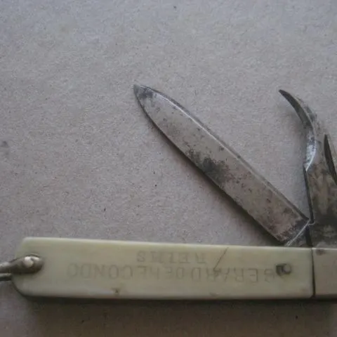 Antique French Bone Hafted Twin Bladed Penknife, c1900