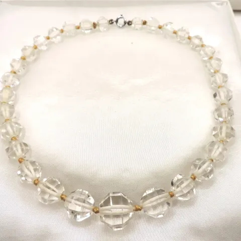 Art Deco Chunky Facet Cut Rock Crystal Necklace Circa 1930's