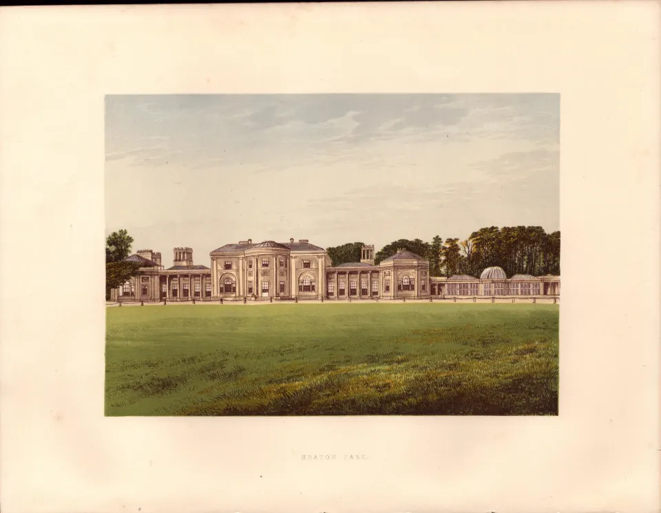 Heaton Park Manchester Gilt-Edge Coloured Antique Book Plate.