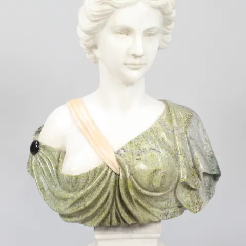 Carved Classical Marble Bust of Lady