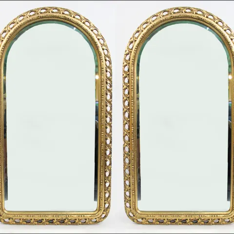 Pair of Arched Giltwood Mirrors