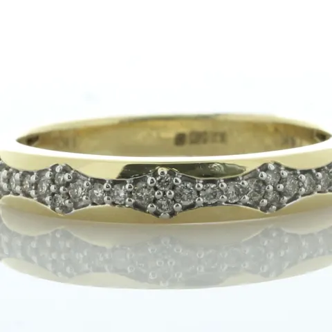 14ct Yellow Gold Illusion Set Semi Eternity Diamond Ring 0.17 Carats