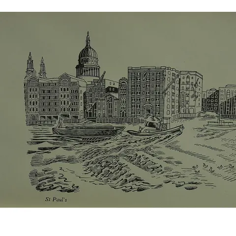 Edward Bawden Original Lithograph - London, St Pauls