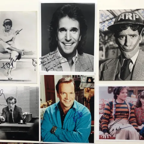Woody Allen, Tony Curtis, Henry Winkler, Tom Arnold, Elliott Gould & Robin Williams signatures
