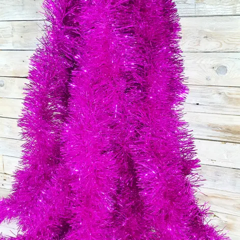 5 x 2m Luxurious Hot Pink 9cm Chunky Tinsel