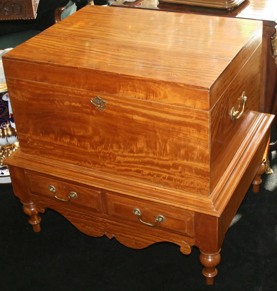 George IV Solid Satinwood Silver Chest On Stand