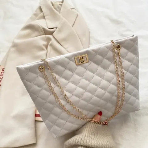 Tote Bags For Women PU Leather Diamond Lattice Handbag Personality Large Capacity Underarm Shoulder
