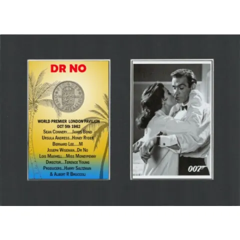 James Bond Dr No 60th Anniversary Mount & Original Shilling Coin Metal Display