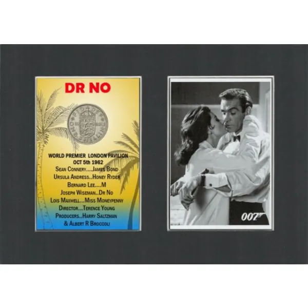James Bond Dr No 60th Anniversary Mount & Original Shilling Coin Metal Display