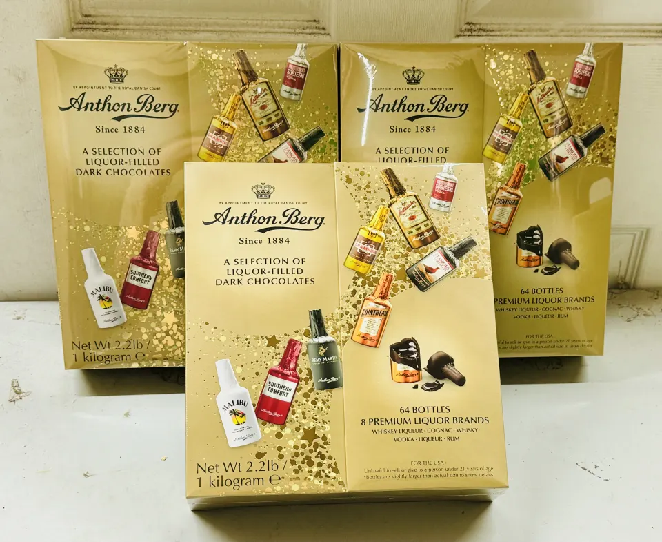 3 x Anthon Berg Chocolate Liqueurs 64 Bottles 1000g New Sealed BBE Feb 2025