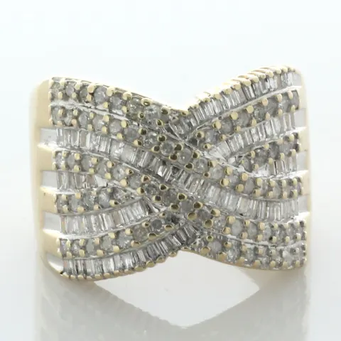9ct Yellow Gold Cocktail Swirl Crossover Diamond Ring 1.50 Carats
