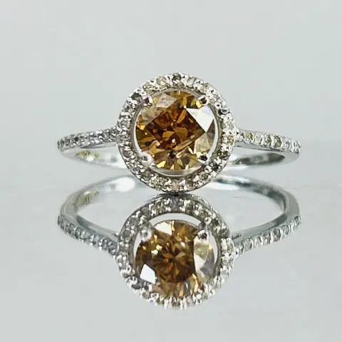 Beautiful Natural 1.05 CT Natural Solitaire champagne Diamond Ring With 18k Gold