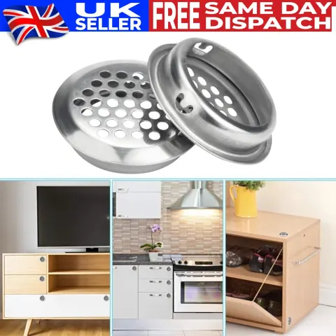 Air Vent Ventilation Grille Plugs Stainless Steel Wardrobe Cabinet Metal 11Sets x 20PCS RRP £132