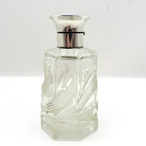 Antique Sterling Silver Cut Glass Perfume Bottle c.1930