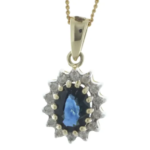 9ct Yellow Gold Diamond And Sapphire Pendant (S1.00) 0.14 Carats