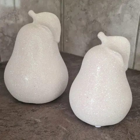 White Glitter Pears x 6
