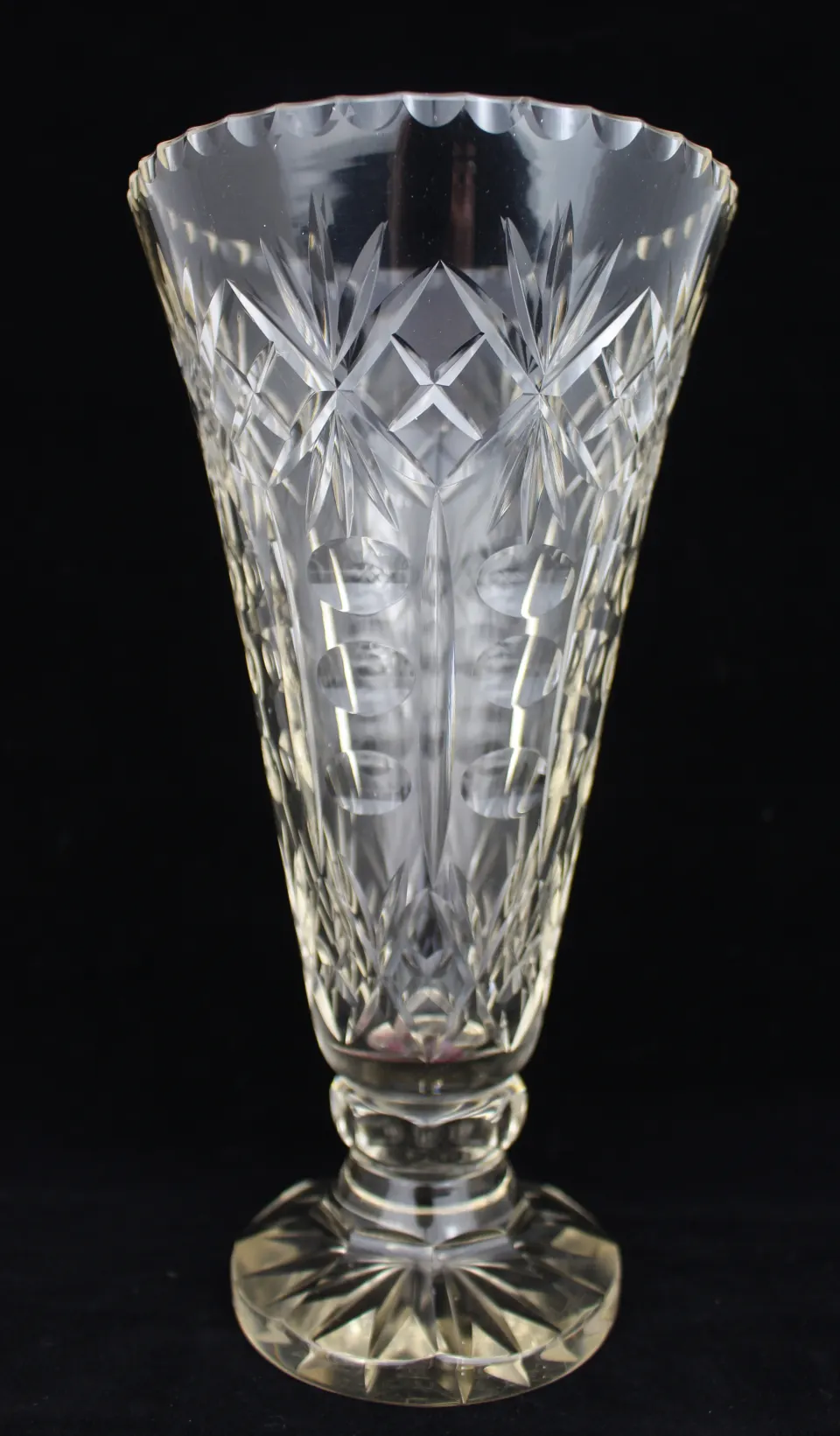 Edwardian Cut Glass Lead Crystl Vase