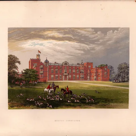 Burton Constable Yorkshire Gilt-Edge Coloured Antique Book Plate.