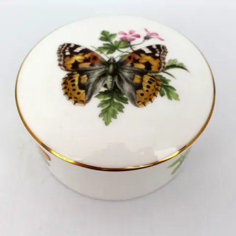 Royal Worcester Butterlies Lidded Circular Trinket Box