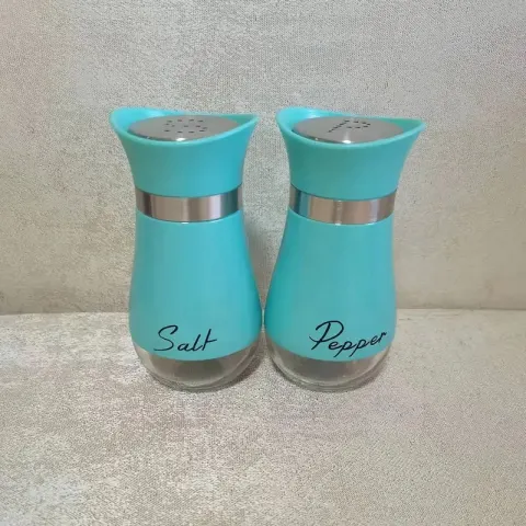 2pcs Salt And Pepper Shakers Set, 4 Oz Glass Bottom Salt And Pepper Shakers With Stainless Steel lid
