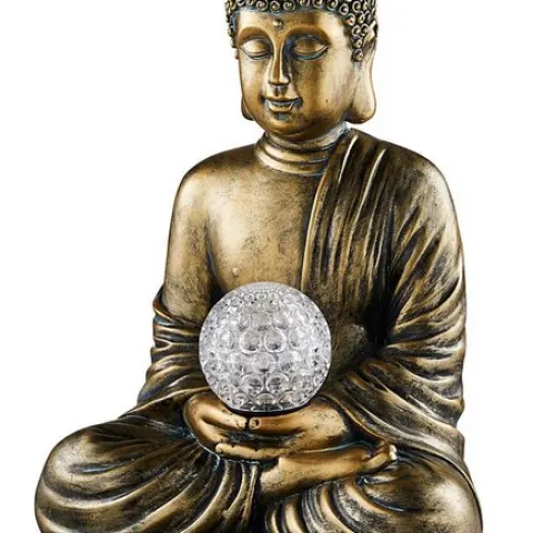 (120/6A) Lot RRP £84.  2x Items. 1x Buddha With Rotating Solar Light RRP £45 (H28 x W22 x D38cm) (P