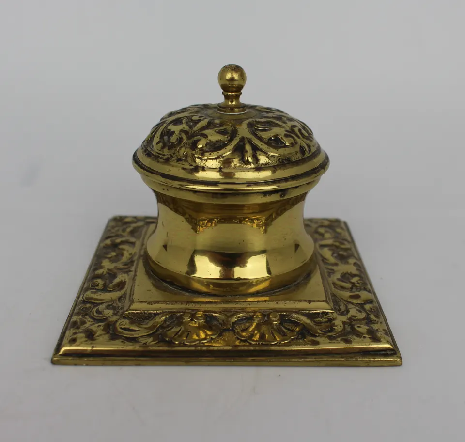 Antique Brass Inkwell