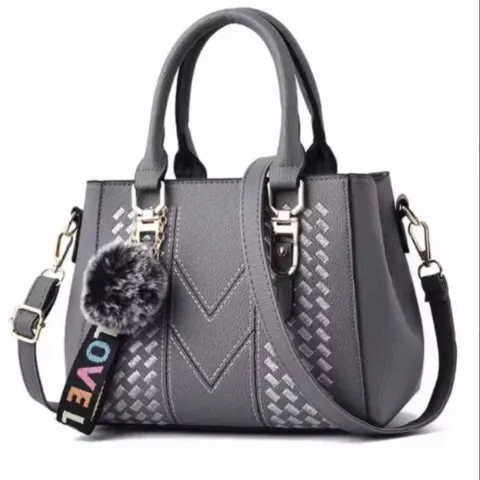 Embroidery Messenger Bags Women Leather Handbag Grey
