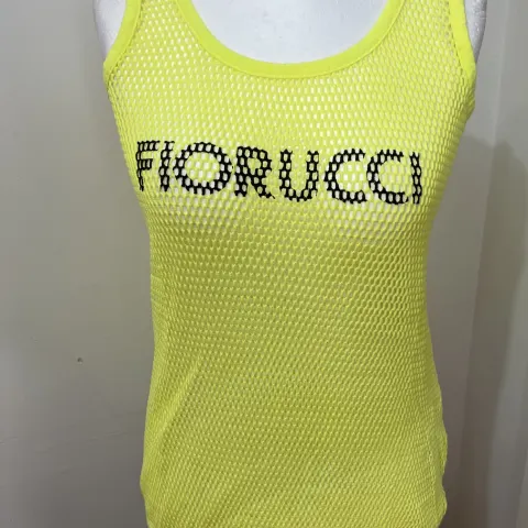 Women’s Designer Fiorucci Yellow Vest Tee Med 10/12