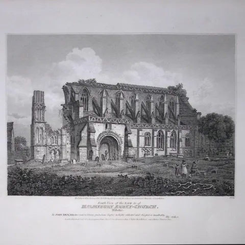 Malmsbury Church-Wiltshire 190 Years-Old  Rare John Britton Antique Steel Engraving-44
