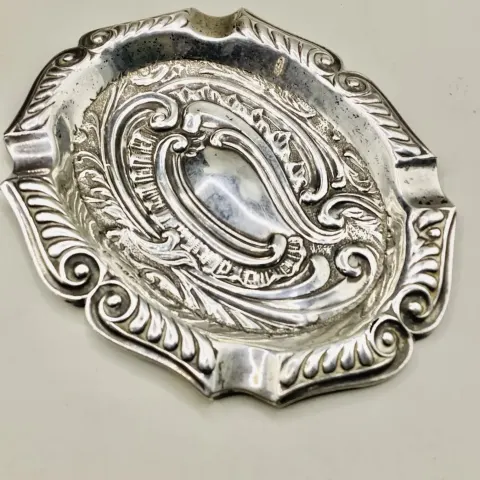 Vintage/Antique Sterling Silver Ornate Ash Tray/Trinket Tray 34.97gm
