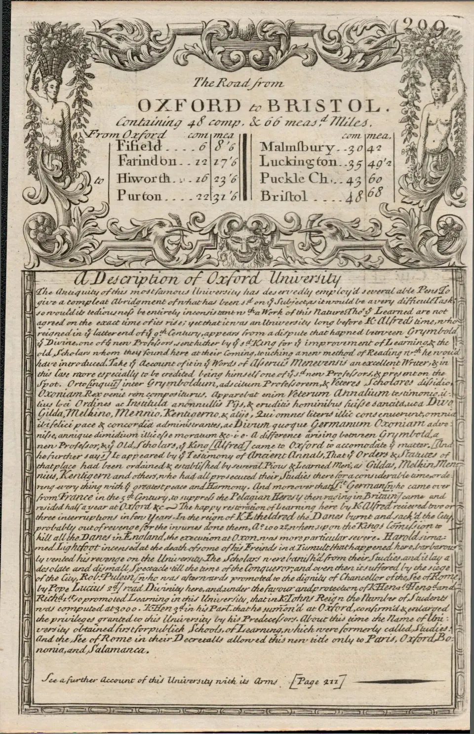 Britannia Depicta E Bowen c1730 Map Description of Oxford University.