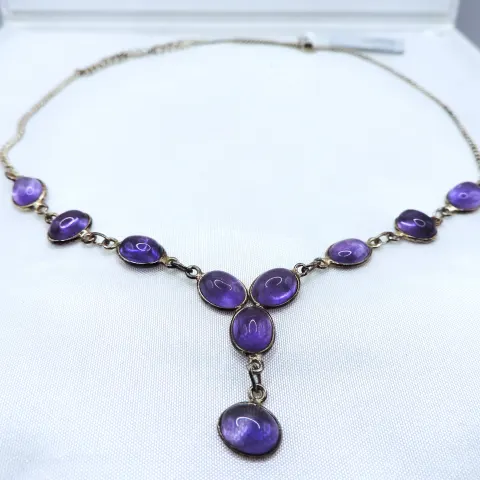  Sterling Silver 30 Carat Amethyst Necklace New With Gift Box
