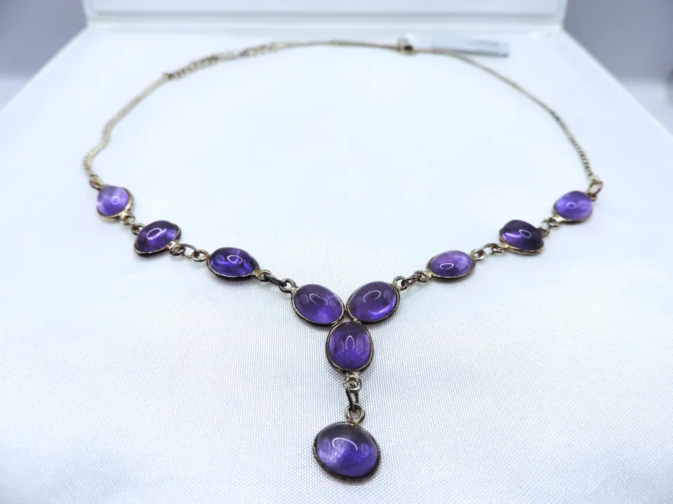  Sterling Silver 30 Carat Amethyst Necklace New With Gift Box
