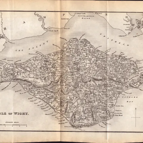 Isle Of Wight Detailed Georgian King George IV Antique Map.
