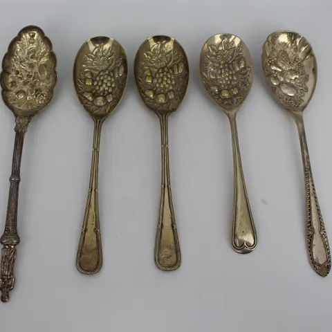 Set of 5 Silver Plated Berry Spoons