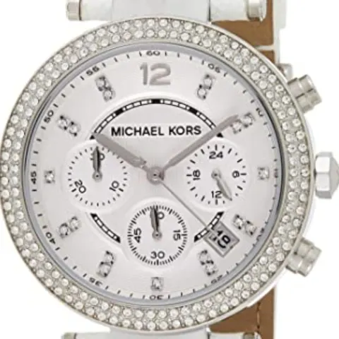 Michael Kors MK2277 Ladies Parker White Leather Strap quartz Chronograph Designer Watch