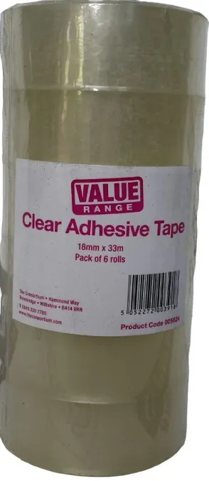 360 X Rolls Of Clear Adhesive Tape 18mm X 33m