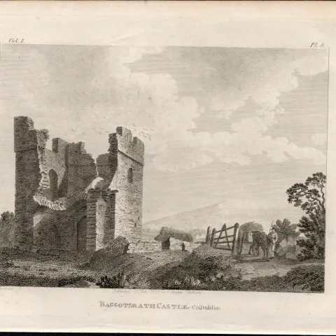 Baggotstrath Castle  Baggot St Dublin 1791 Francis Grose Antique Print